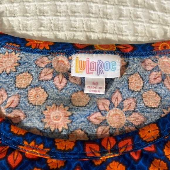 LuLaRoe Women’s Julia Dress/Size: Medium/Color: Orange-Blue Floral (NWT) - Picture 3 of 10